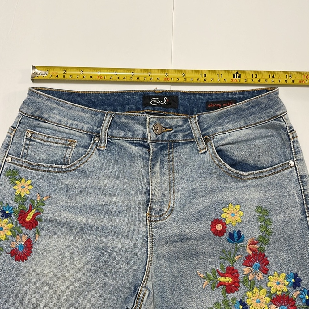 Earl Jeans Embroidered Ankle Skinny Denim Jeans Pant Sz 8 - Picture 14 of 17